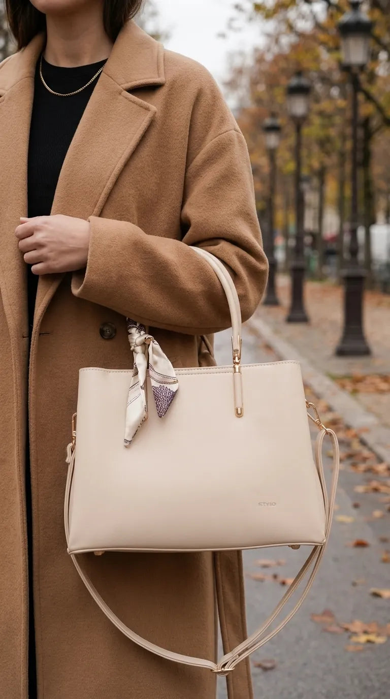 Cream Formal Hand Bag For Women P37018