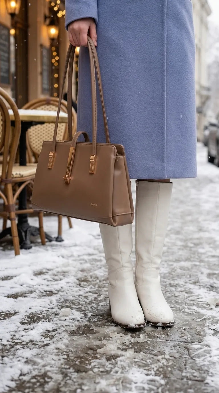 Khaki Formal Hand Bag For Women P37025