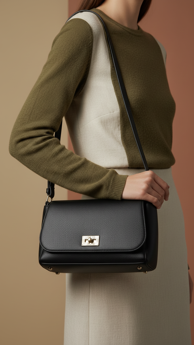 Black Casual Shoulder Bag For Women P55817
