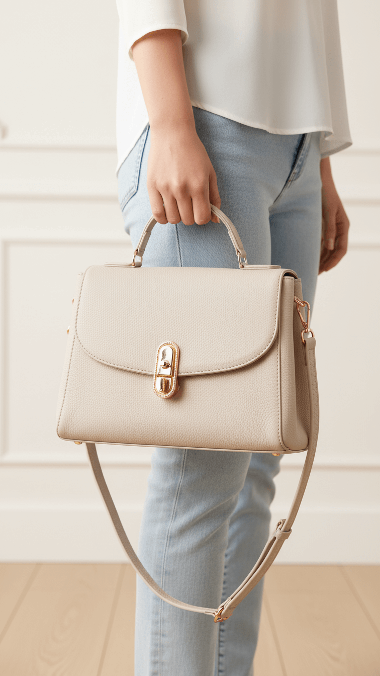 Beige Formal Hand Bag For Women P55894