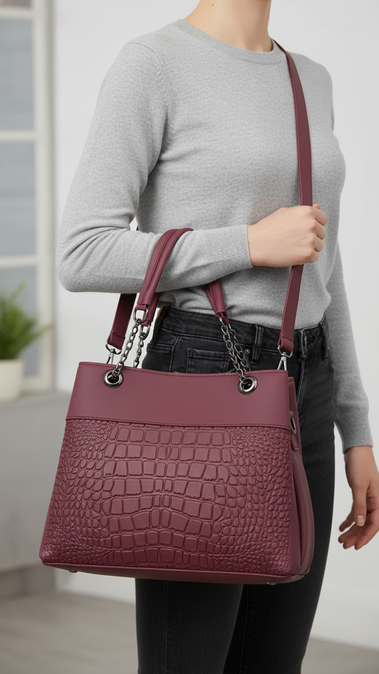 Maroon Casual Hand Bag For Women P56263