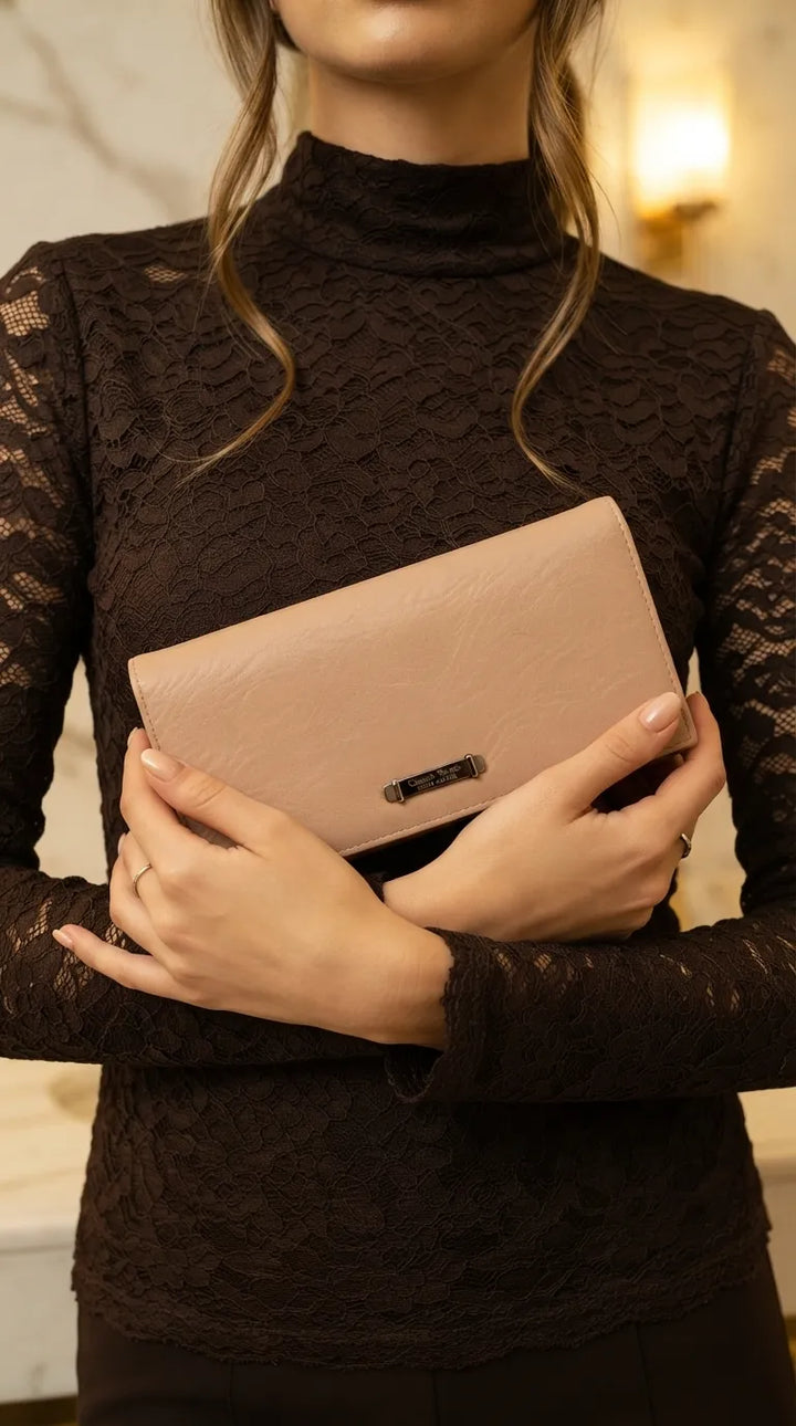 Beige Formal Wallet For Women P71048