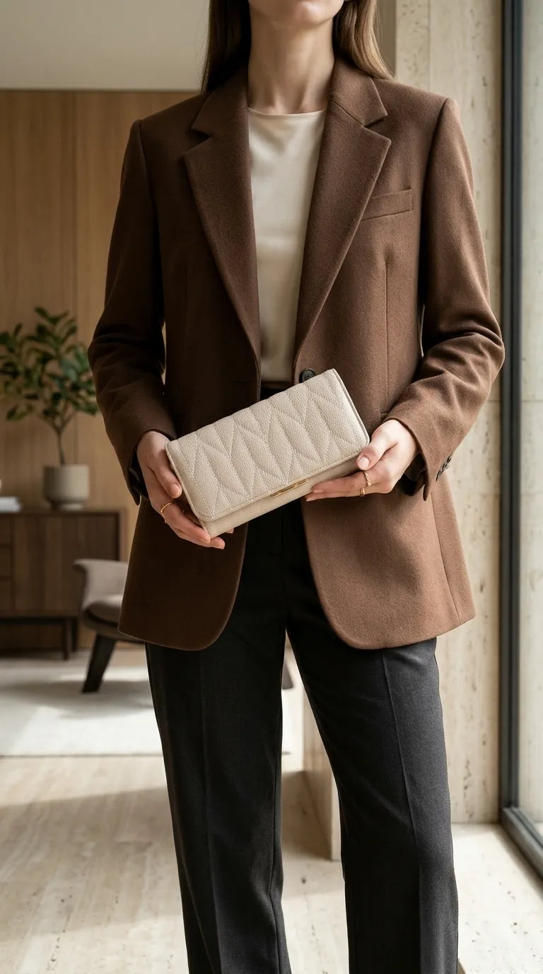 Beige Formal Wallet For Women P71049