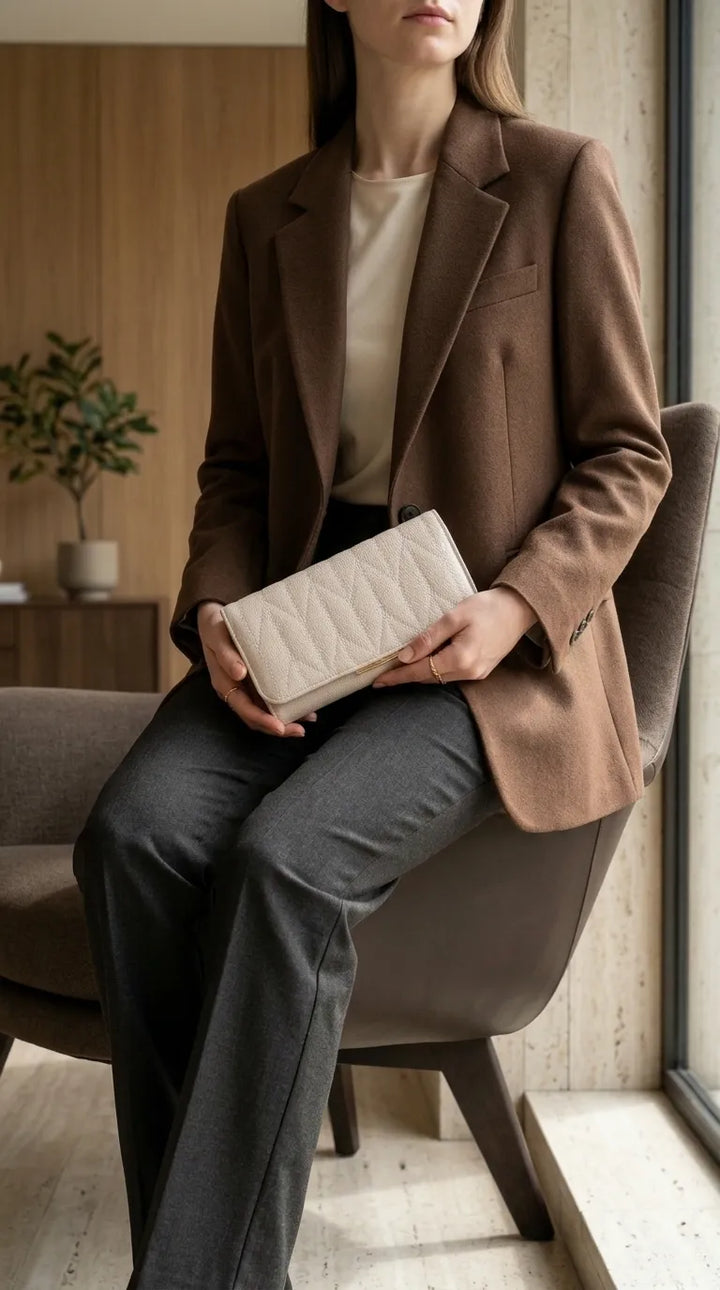 Beige Formal Wallet For Women P71049