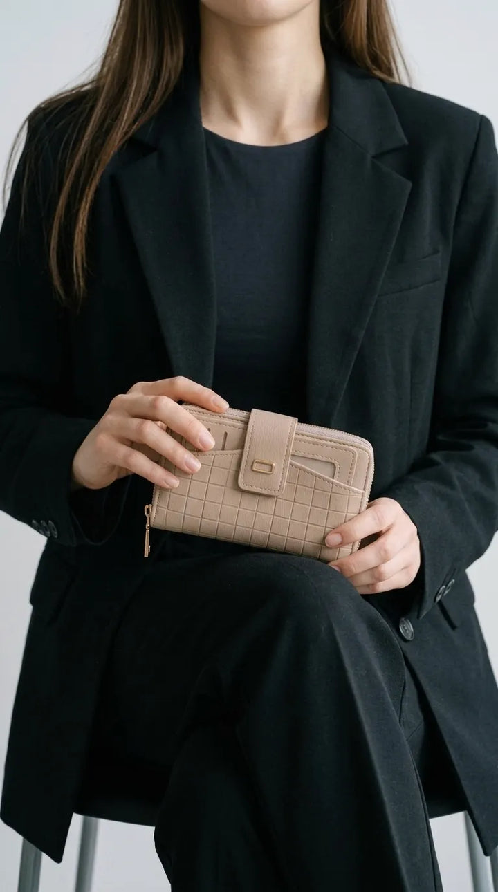 Beige Formal Wallet For Women P71055