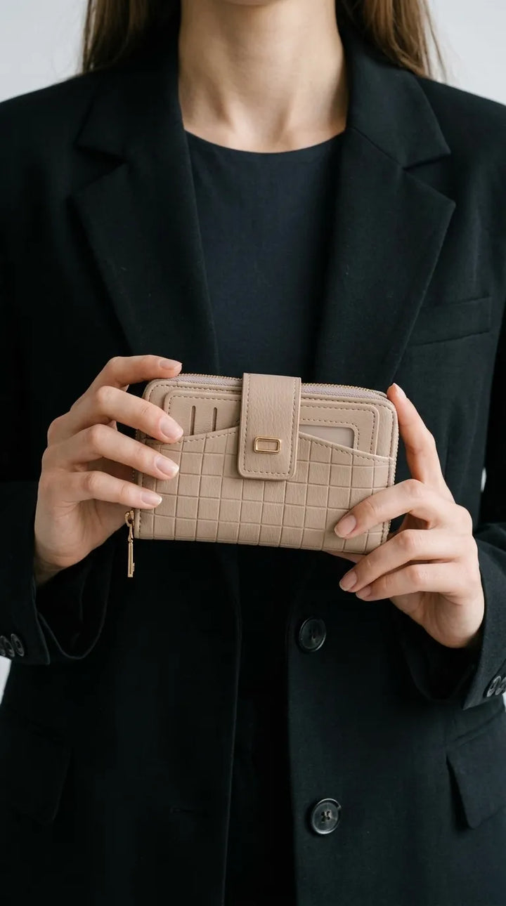 Beige Formal Wallet For Women P71055