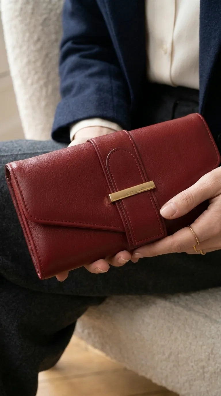 Maroon Formal Wallet For Women P71056