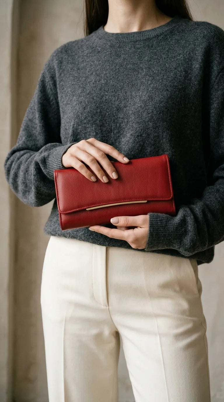 Maroon Formal Wallet For Women P71057