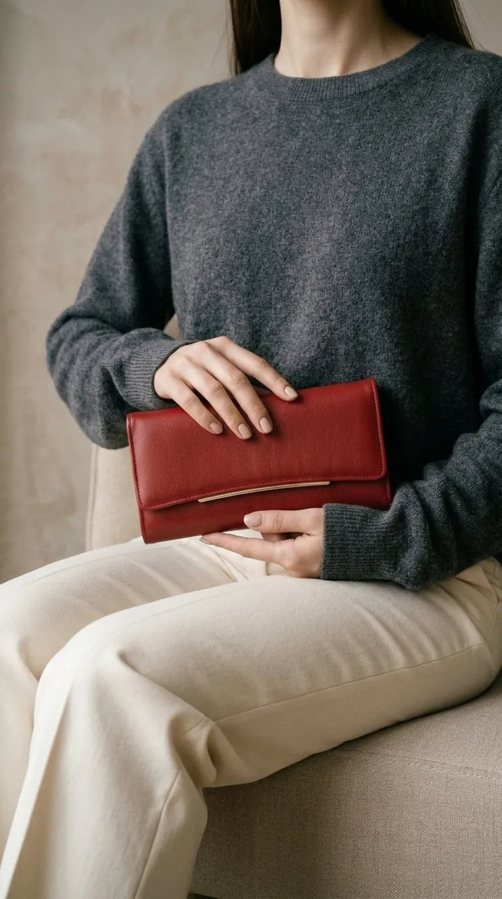 Maroon Formal Wallet For Women P71057