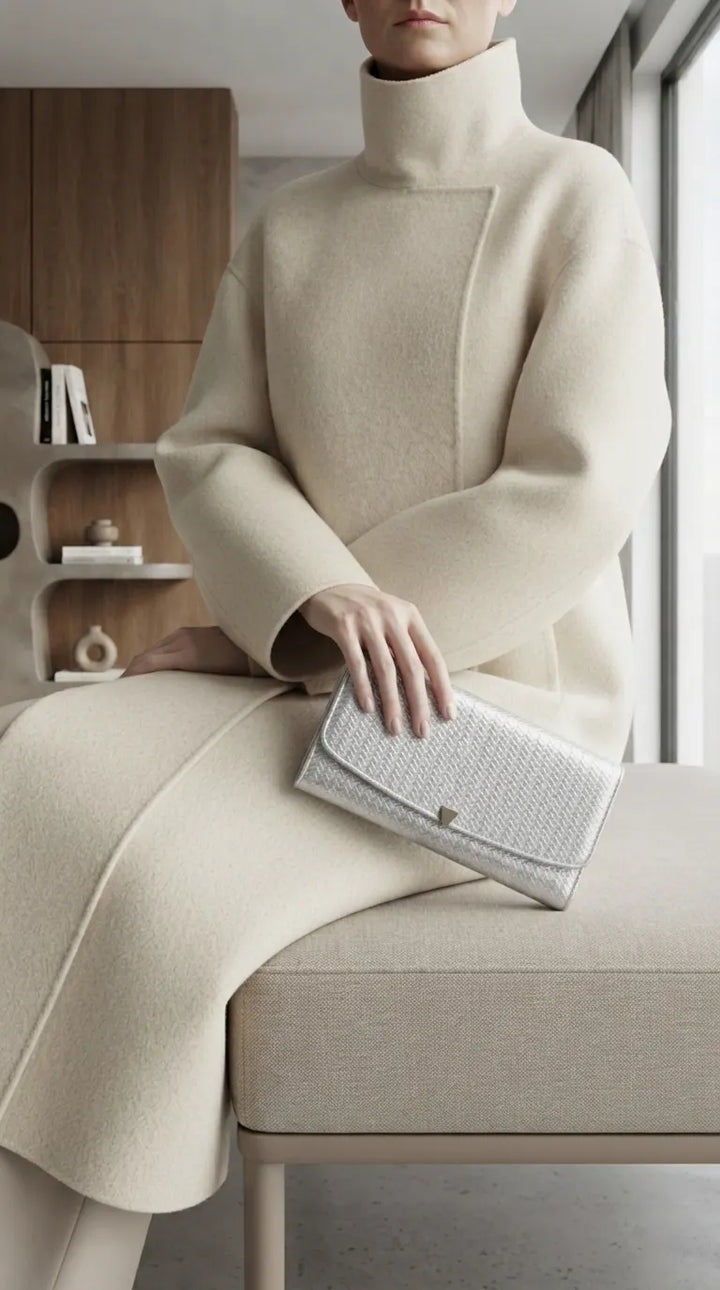 Silver Formal Wallet For Women P71058