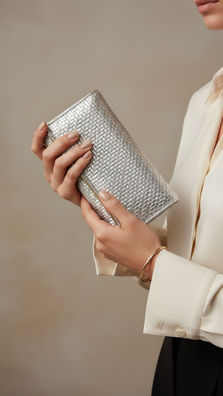 Silver Casual Wallet For Ladies P71135