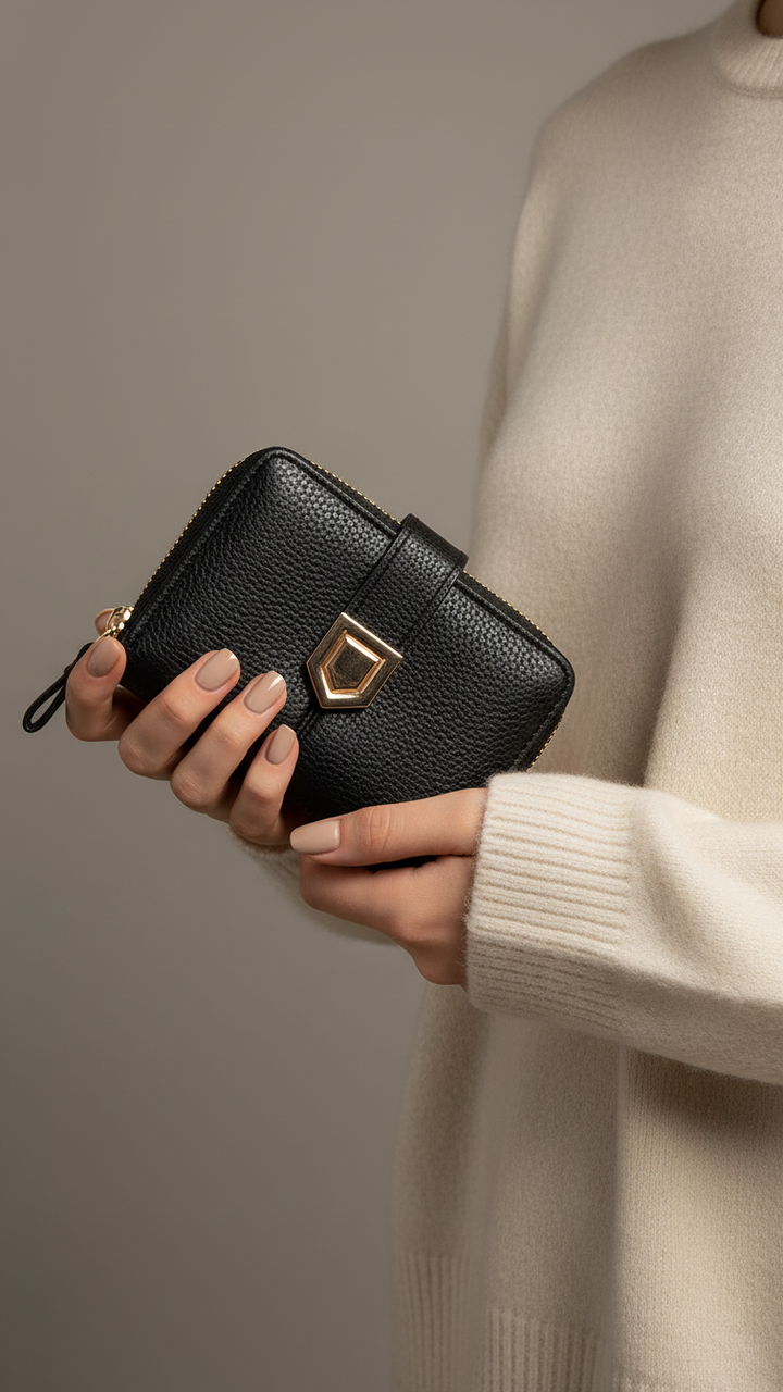 Black Casual Wallet For Women P71154