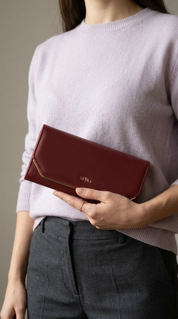 Maroon Formal Wallet For Women P71232
