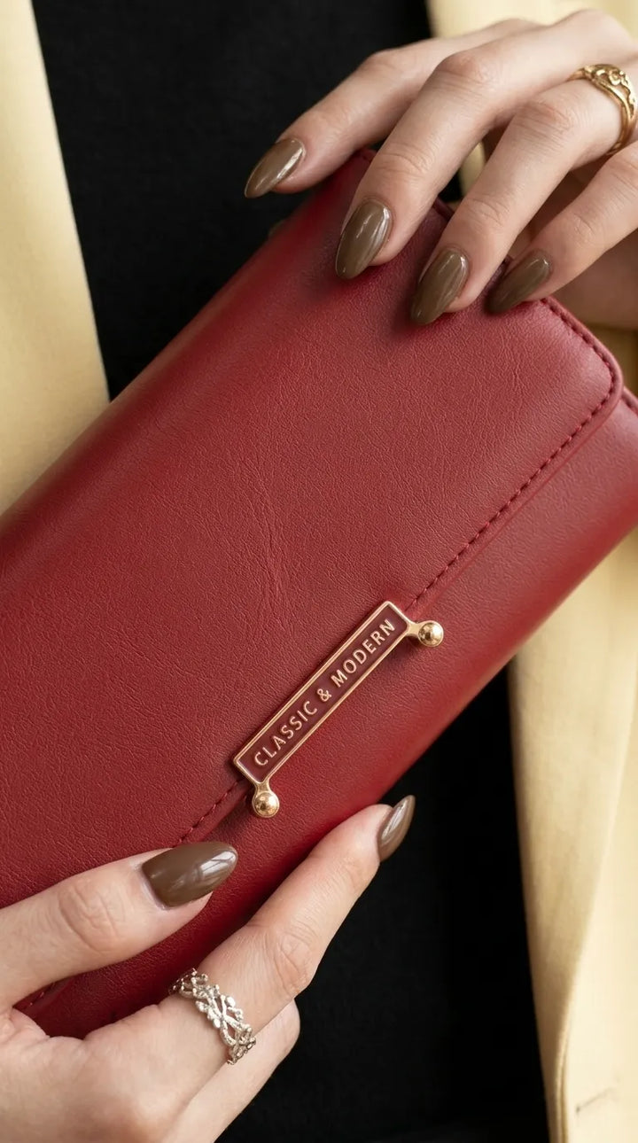 Maroon Formal Wallet For Women P71233