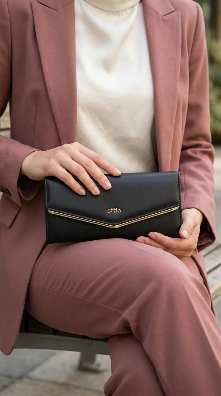 Black Formal Wallet For Women P71234