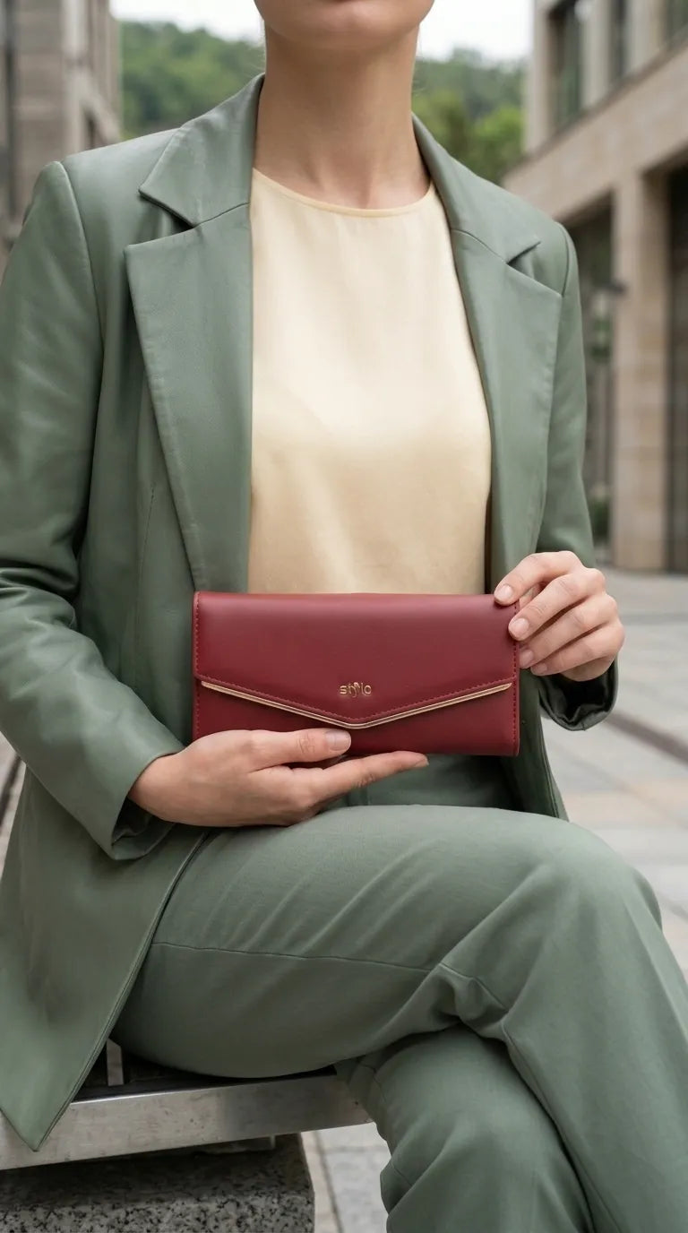 Maroon Formal Wallet For Women P71234
