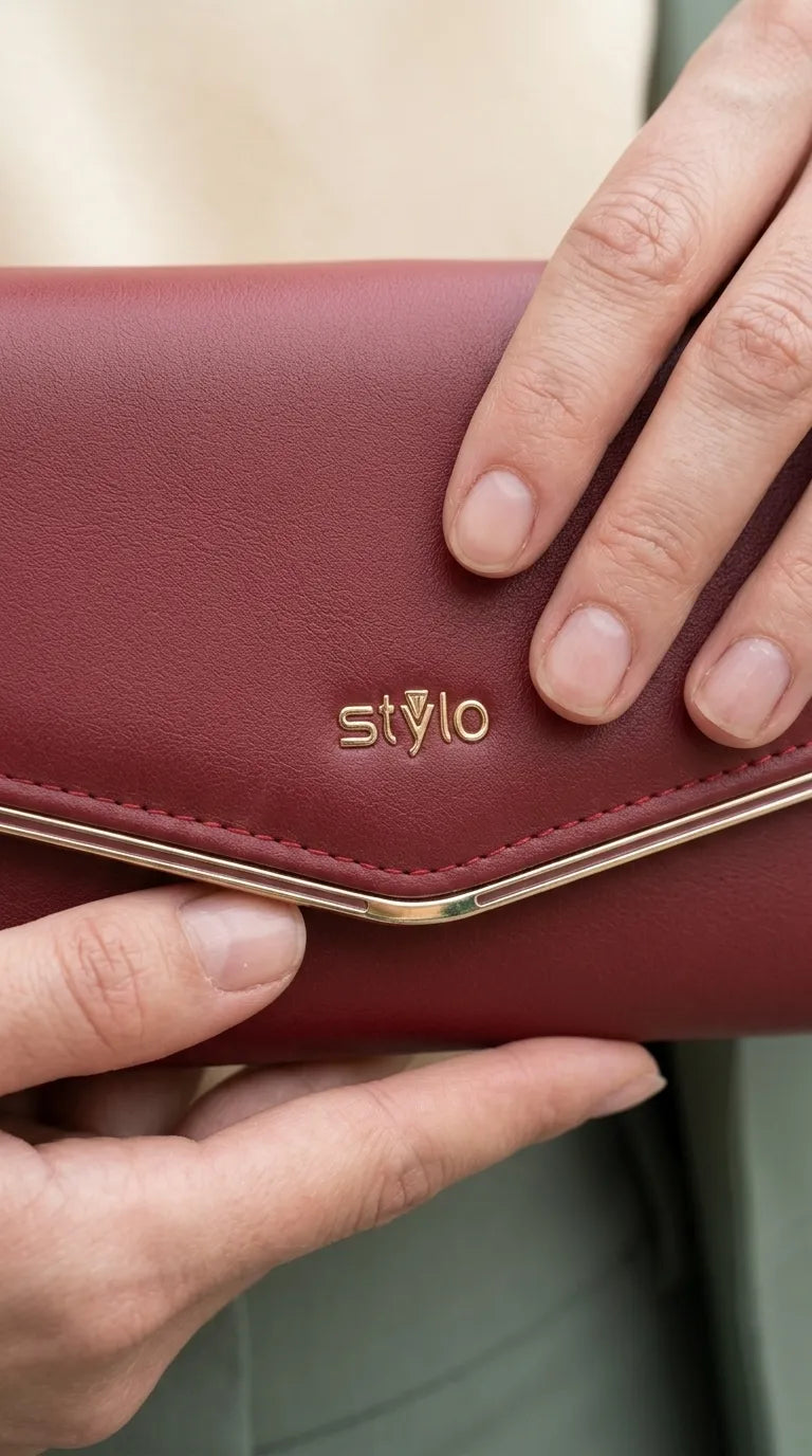 Maroon Formal Wallet For Women P71234