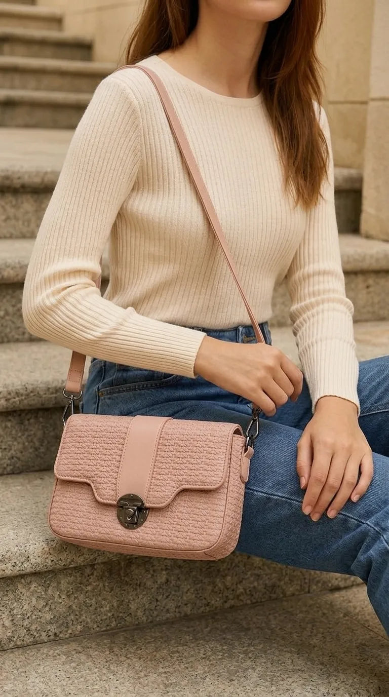 Beige Casual Pouch For Women P97726