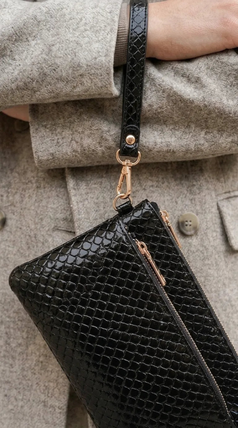 Black Casual Pouch For Women P97735