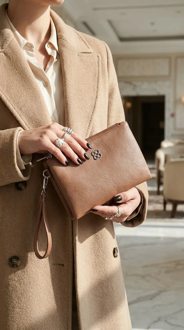 Beige Casual Pouch For Ladies P97775