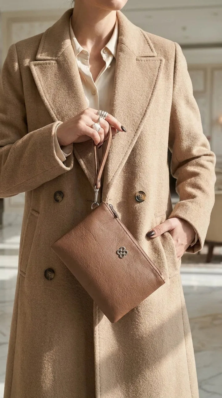 Beige Casual Pouch For Ladies P97775