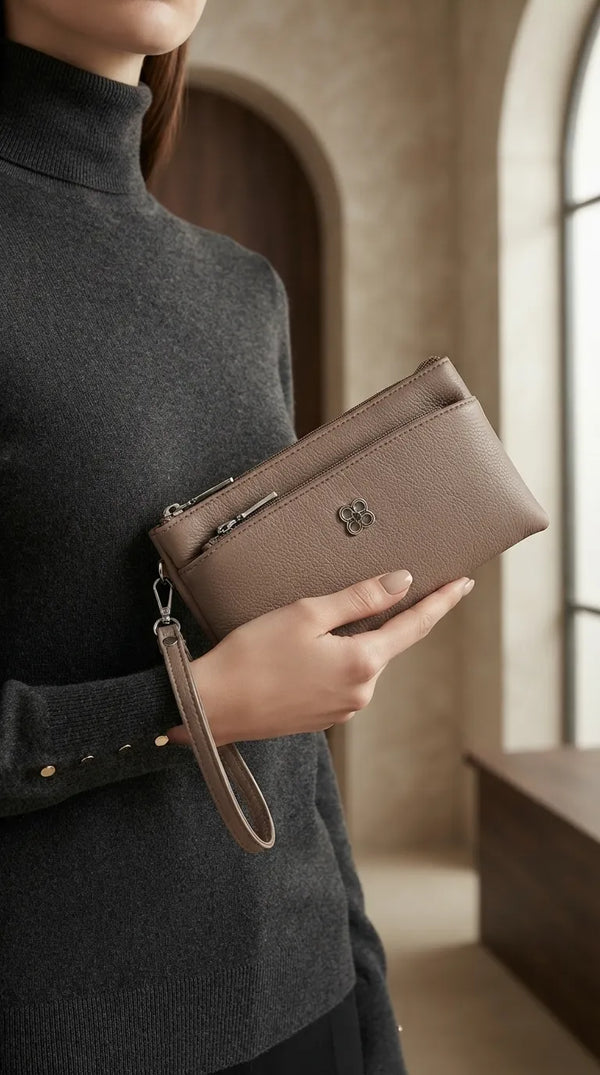 Beige Casual Pouch For Ladies P97776