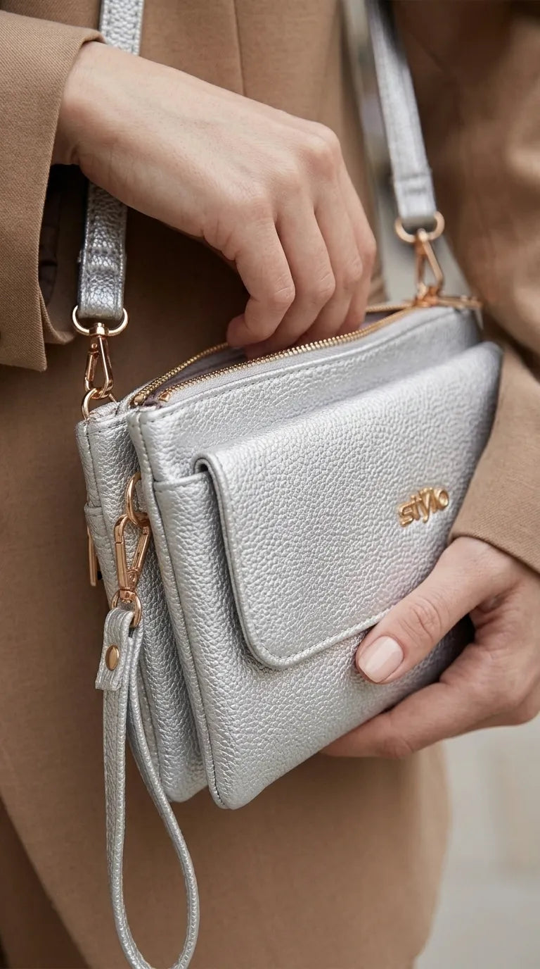 Silver Formal Clutch For Women P97806