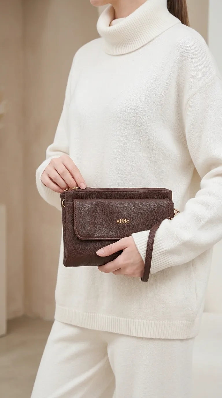 Coffee Formal Clutch For Women P97806