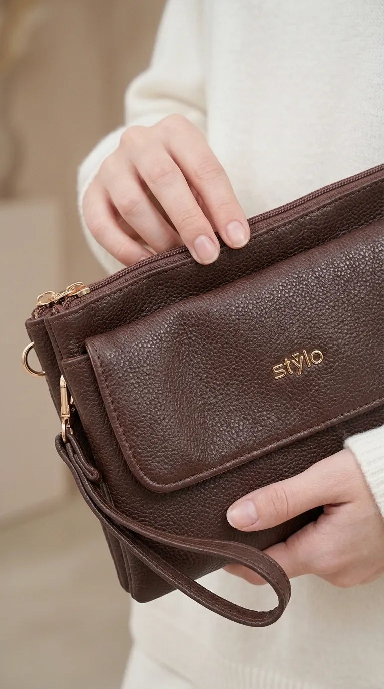 Coffee Formal Clutch For Women P97806