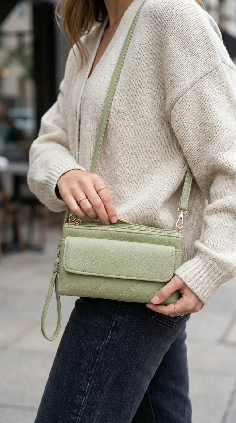 Green Casual Pouch For Women P97807