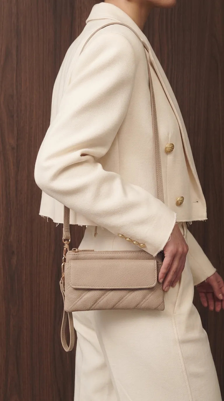 Beige Casual Pouch For Women P97807