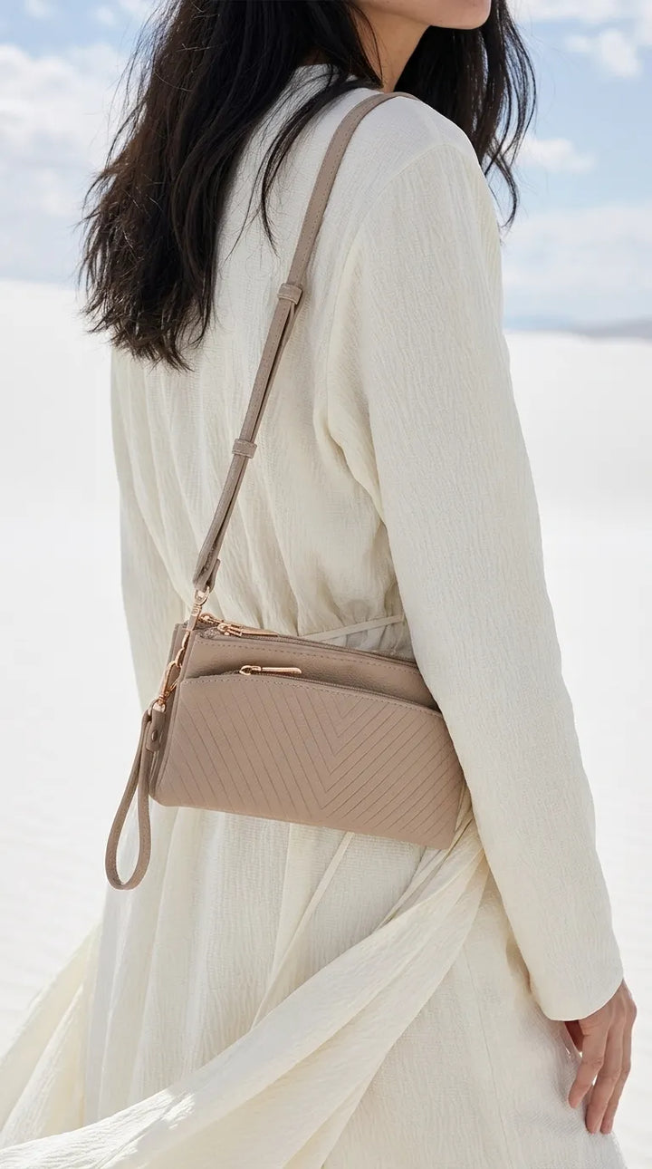 Beige Casual Pouch For Women P97808