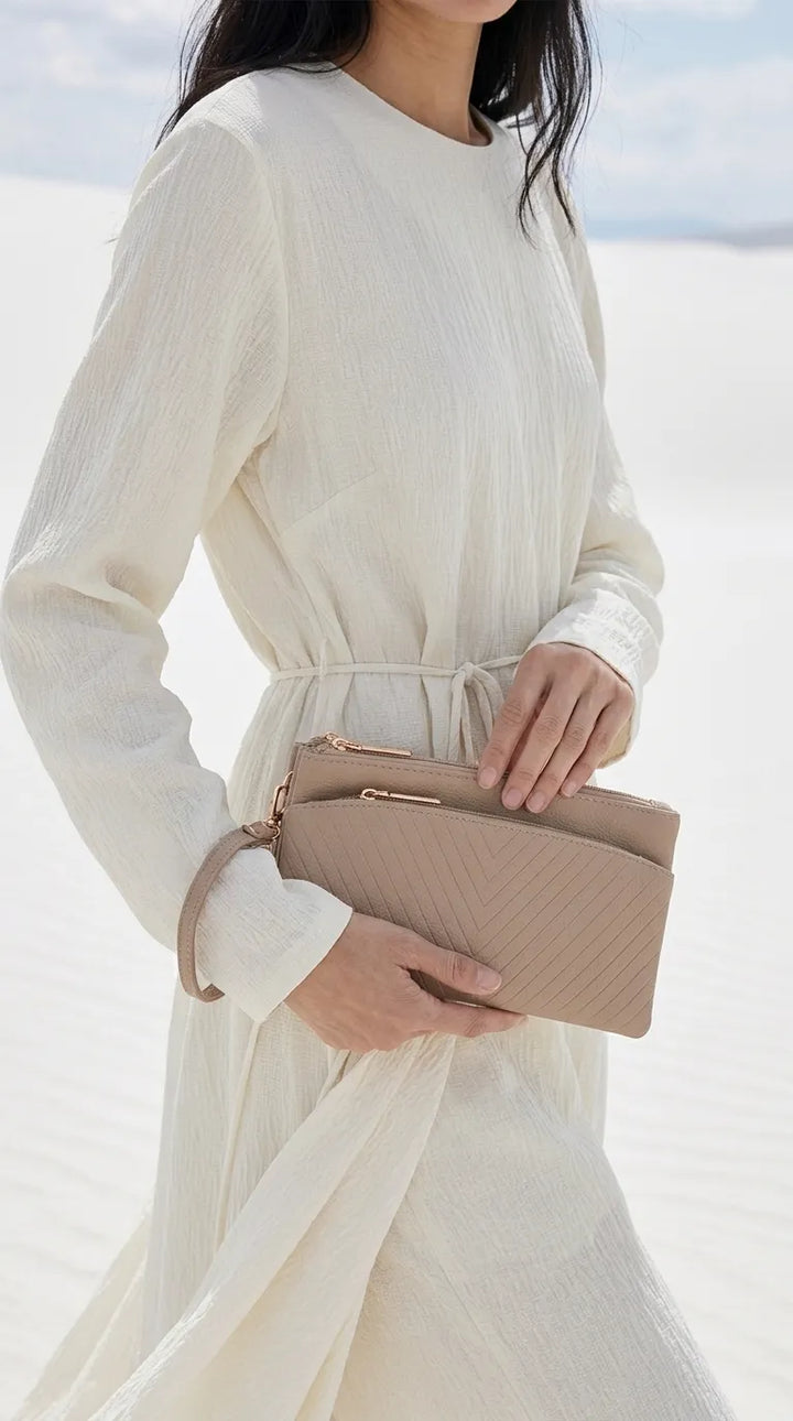 Beige Casual Pouch For Women P97808