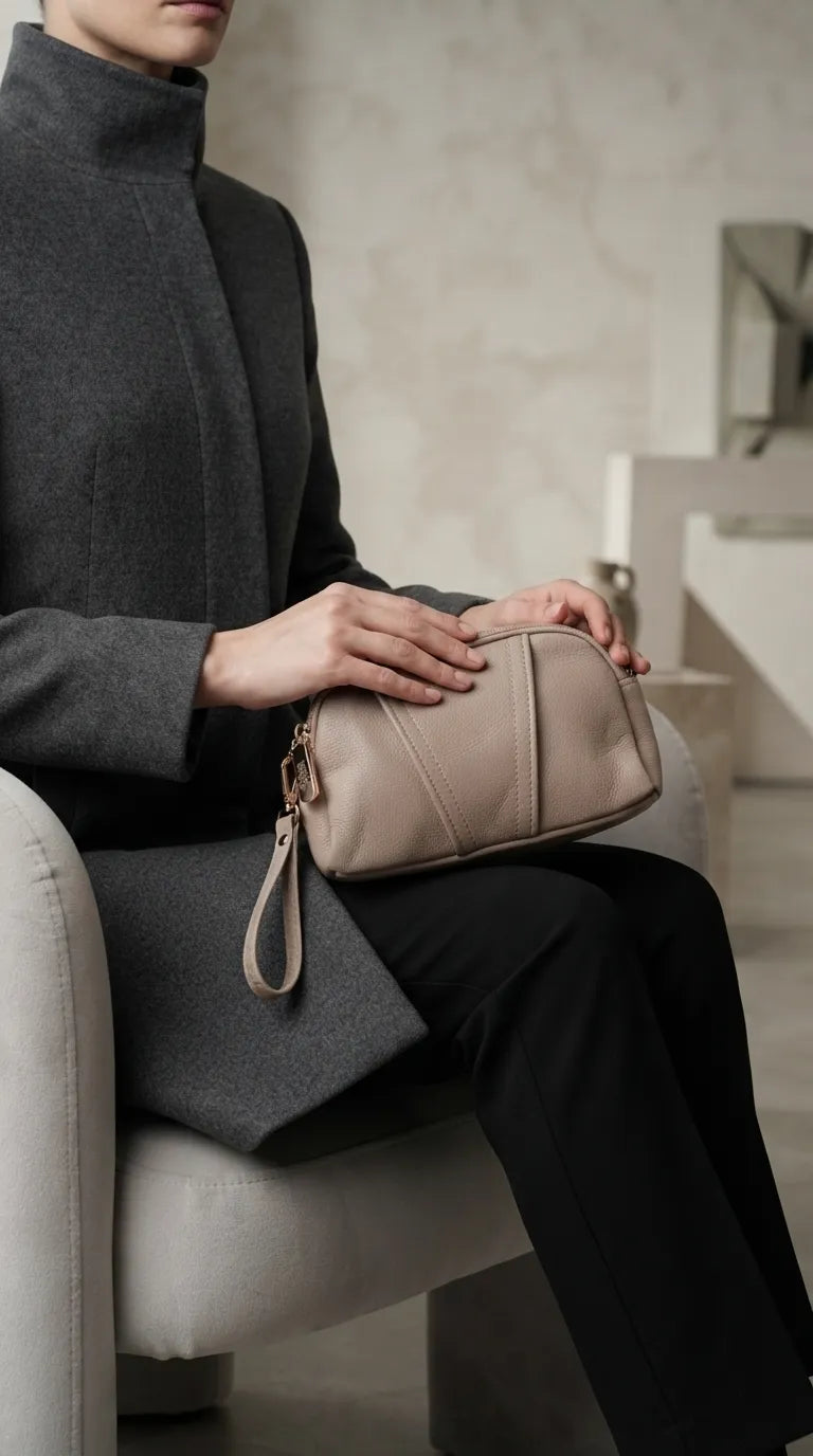 Beige Casual Pouch For Women P97814