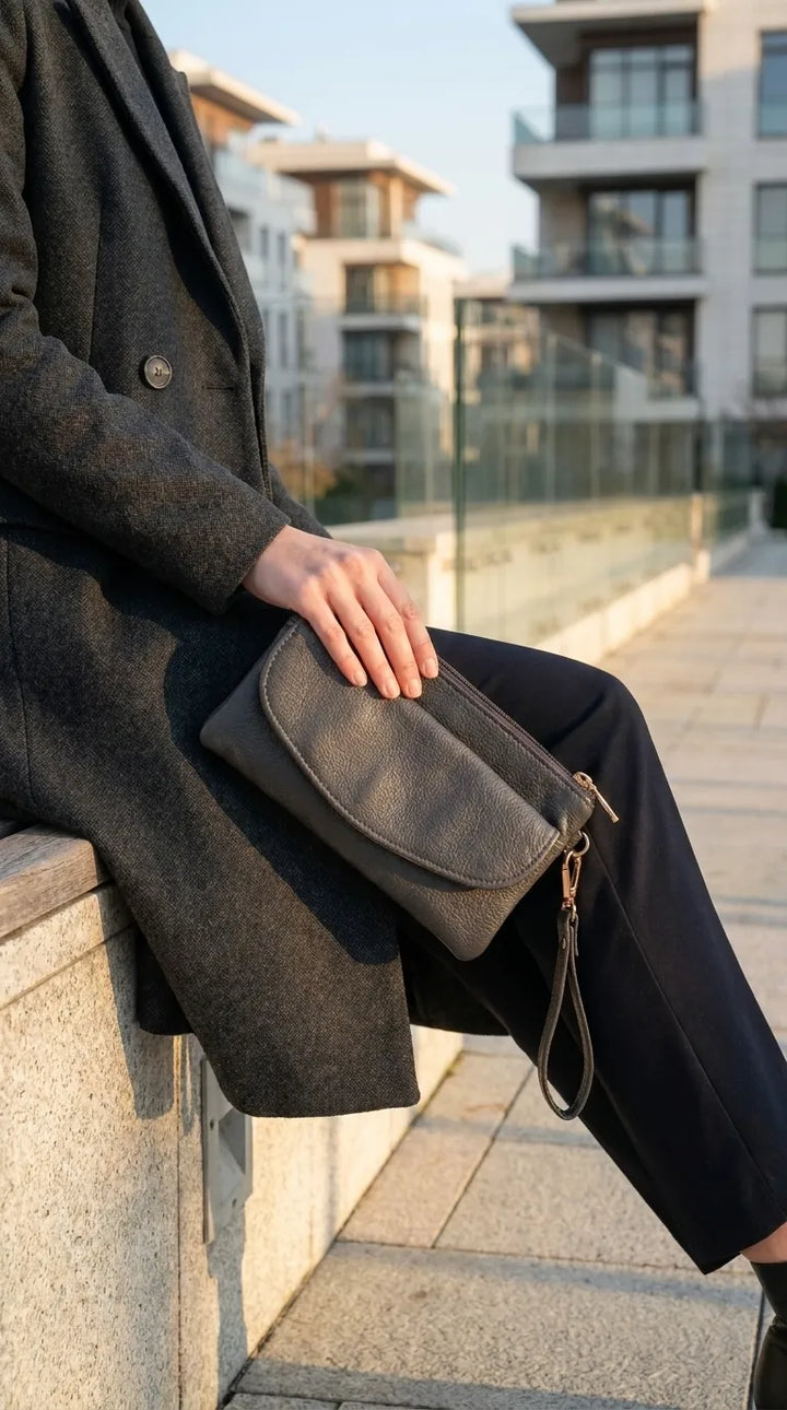 Grey Casual Pouch For Women P97815