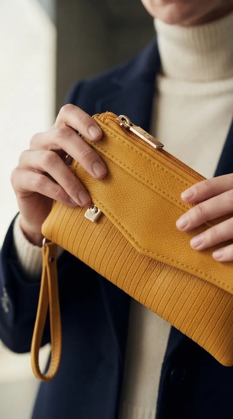 Yellow Casual Pouch For Women P97816