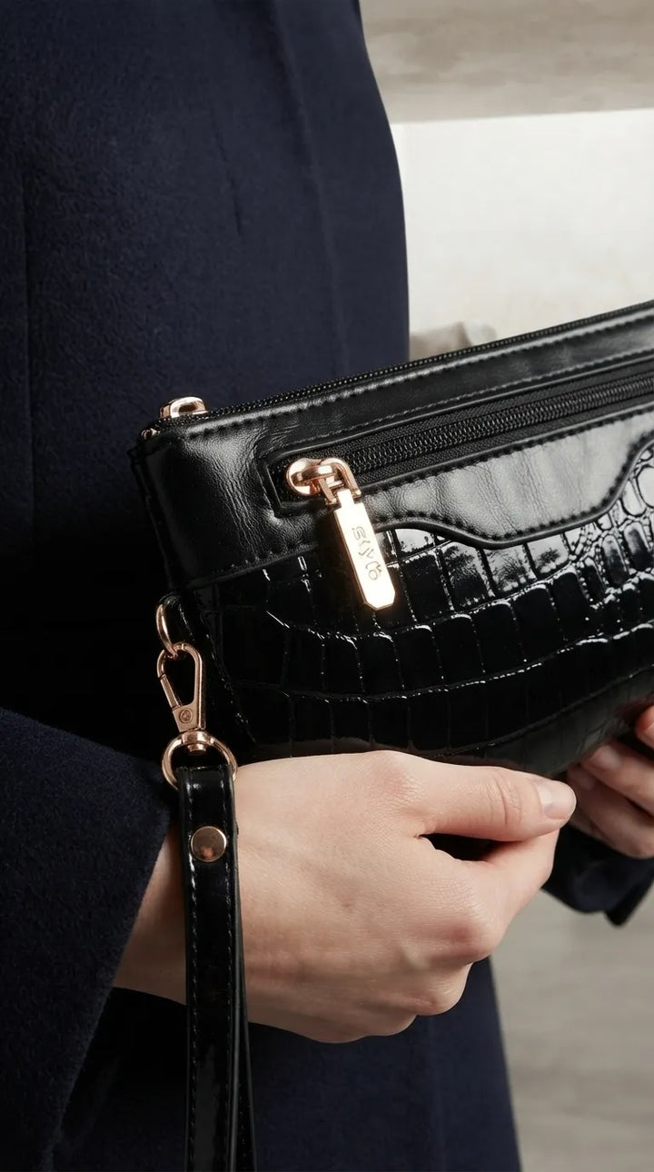 Black Casual Pouch For Women P97817