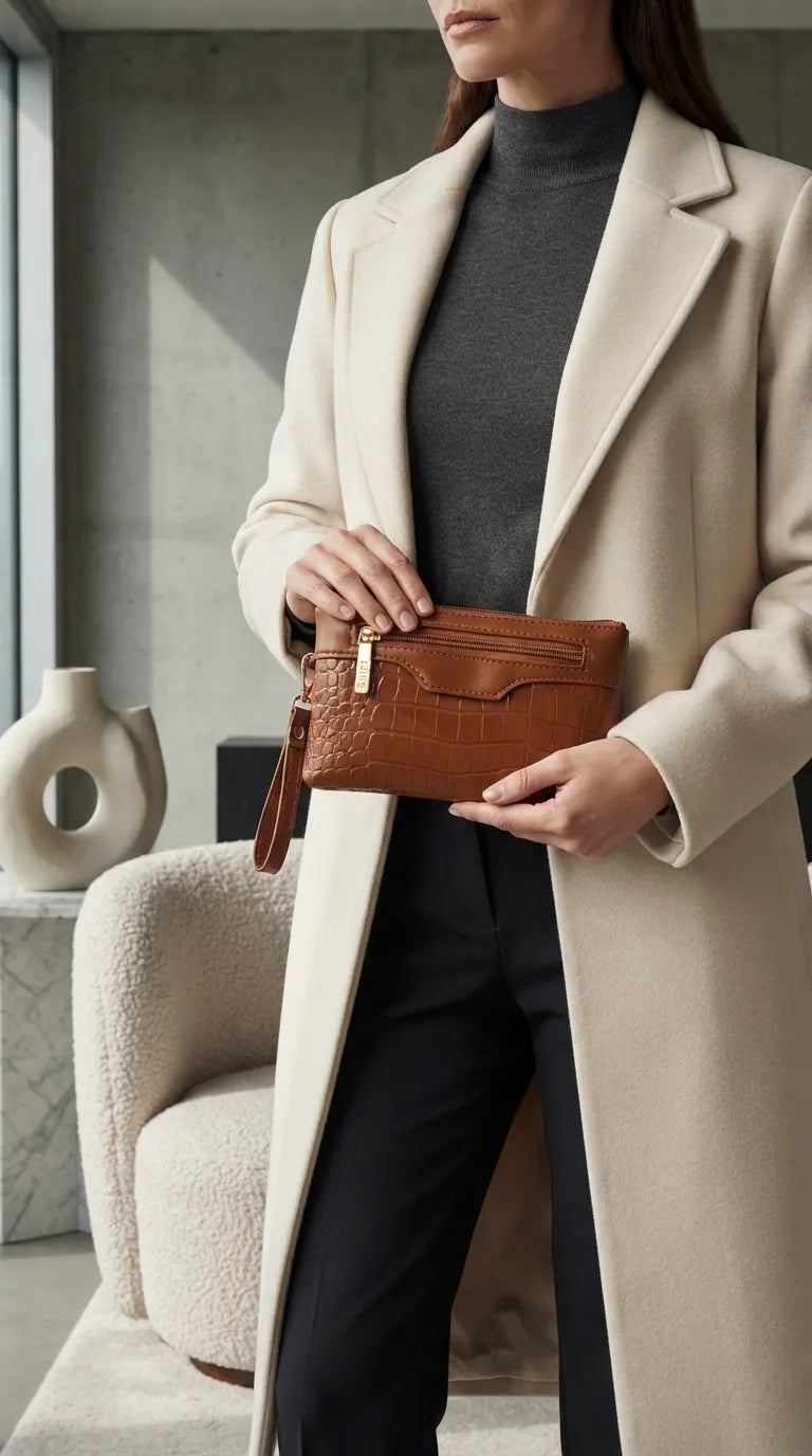 Brown Casual Pouch For Women P97817