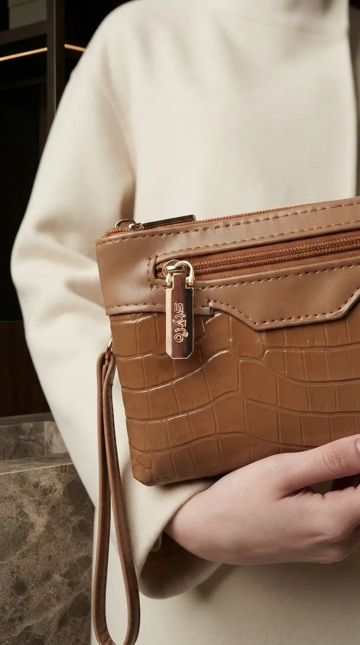 Beige Casual Pouch For Women P97817