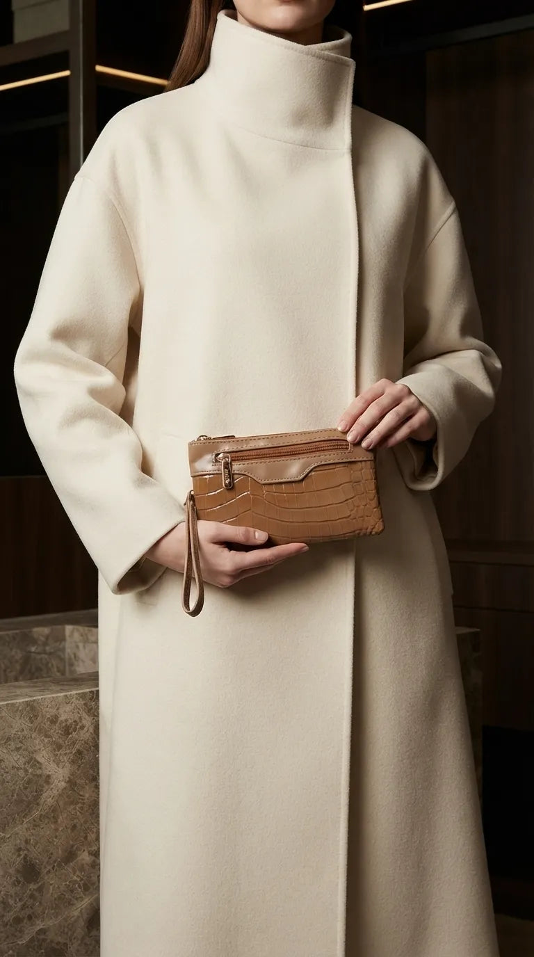 Beige Casual Pouch For Women P97817