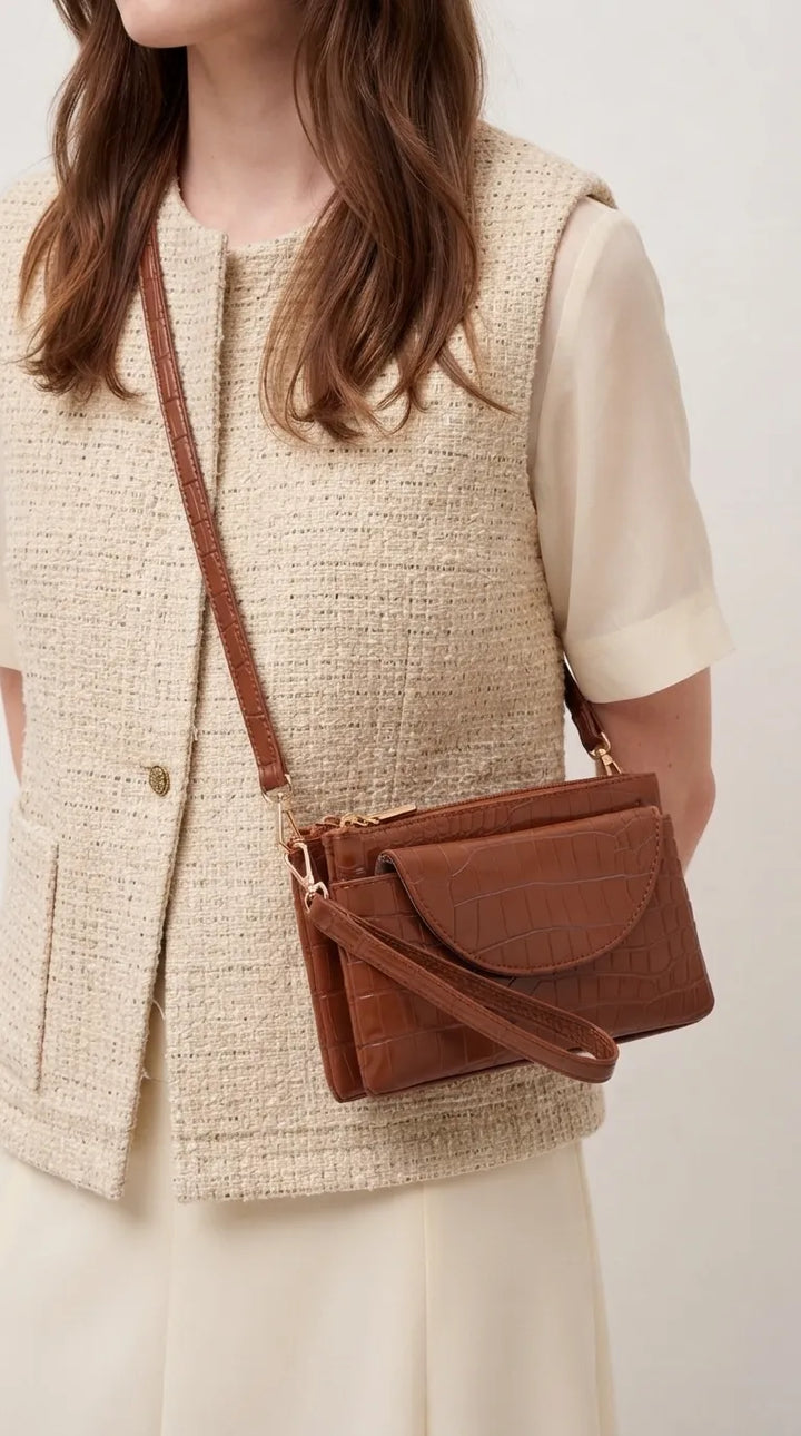 Brown Casual Pouch For Women P97818