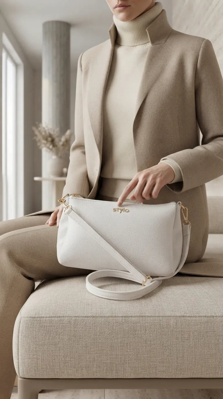 White Formal Clutch For Women P97820