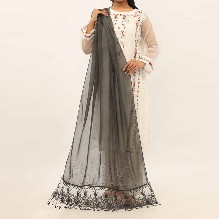 Black Embroidered Stole PD5250