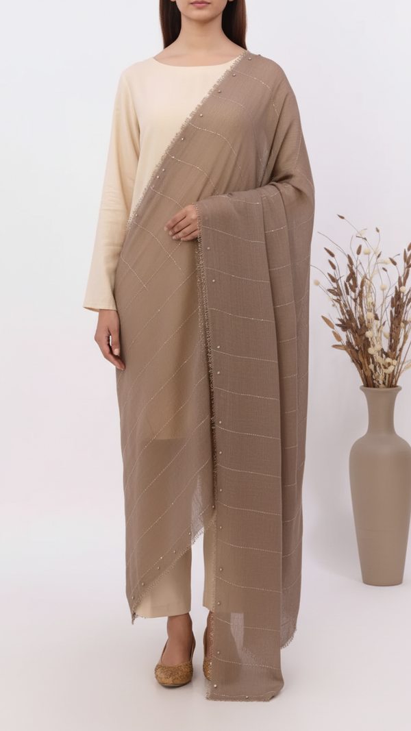 Brown Embroidered Stole PD5300
