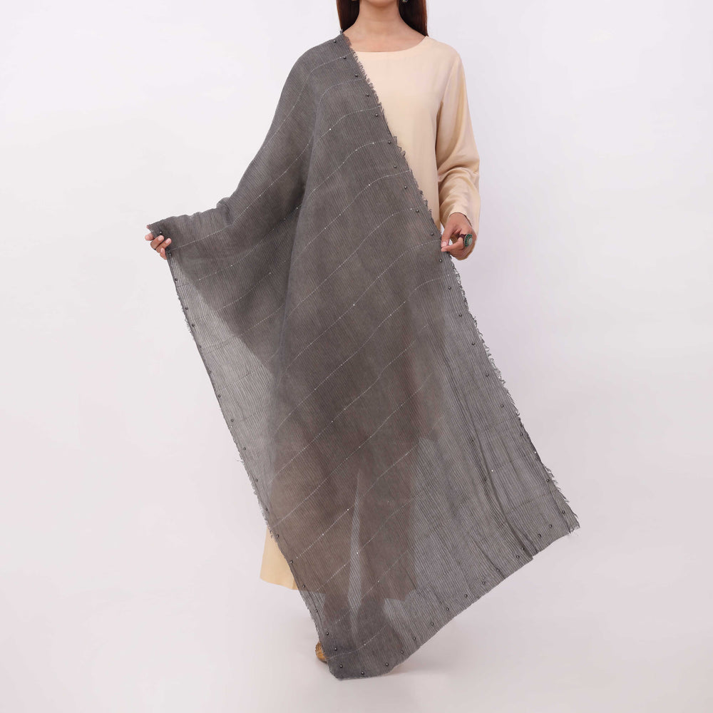 Black Embroidered Stole PD5303