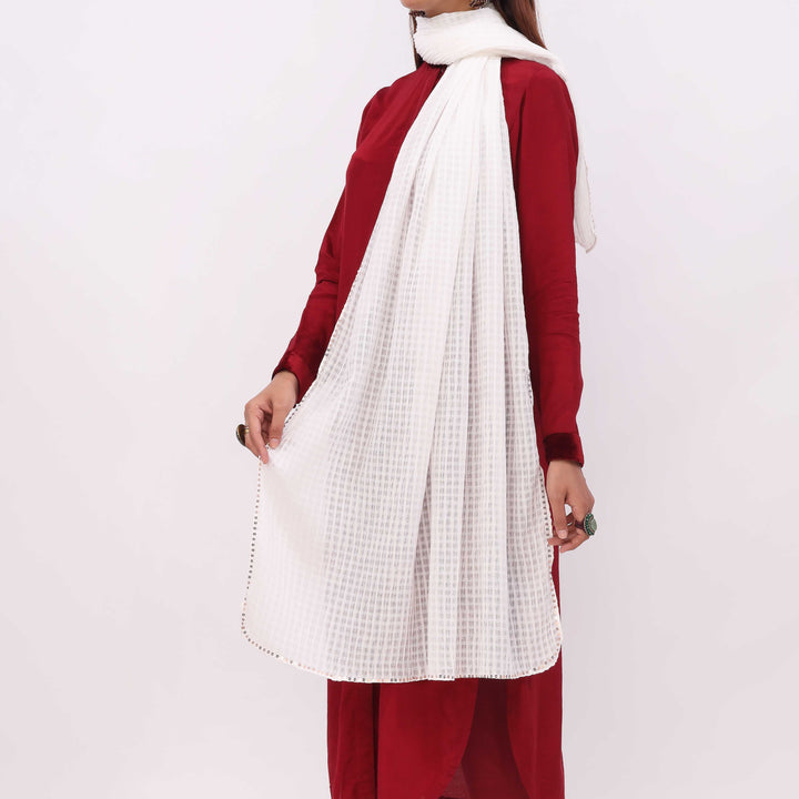 White Embroidered Stole PD5310