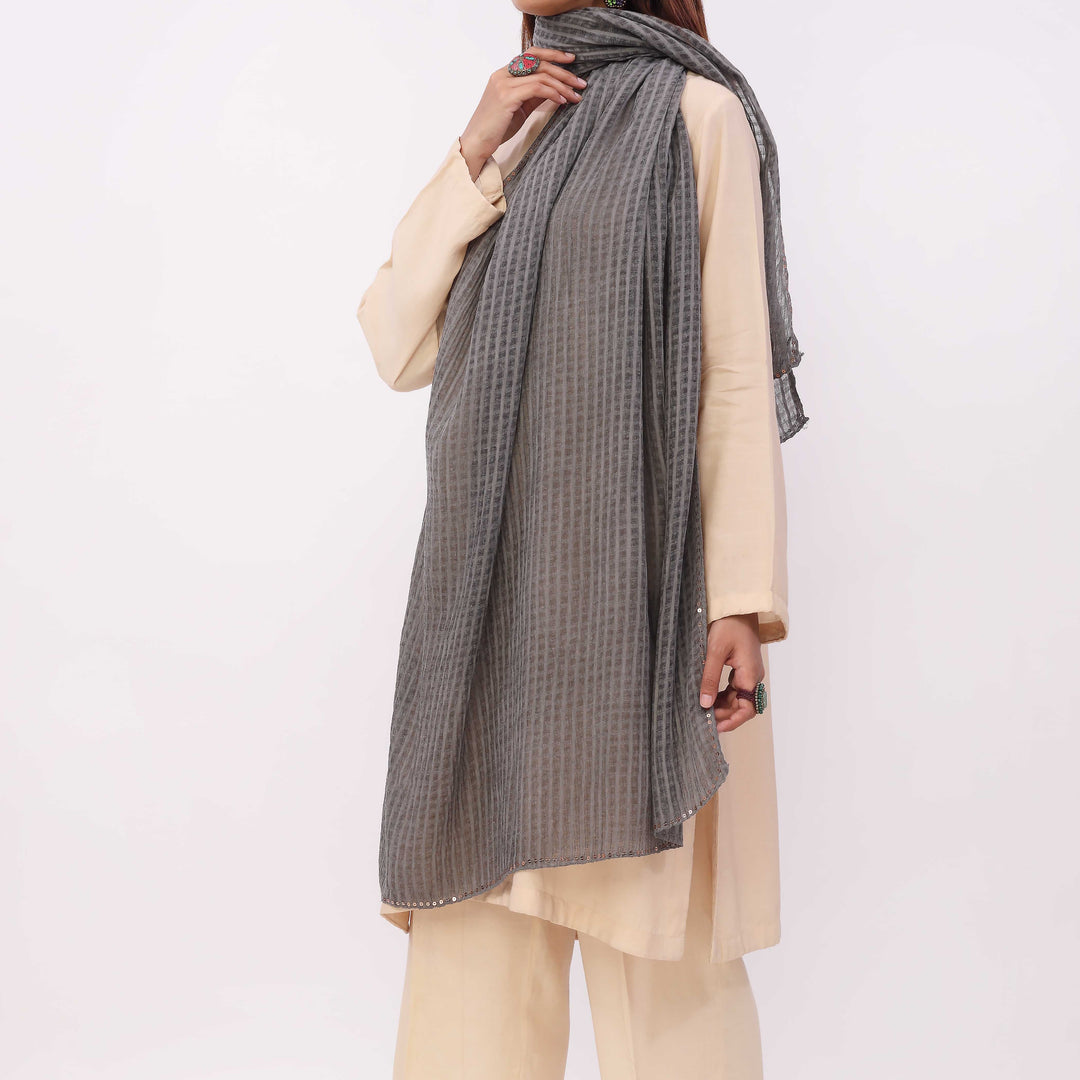 Black Embroidered Stole PD5311