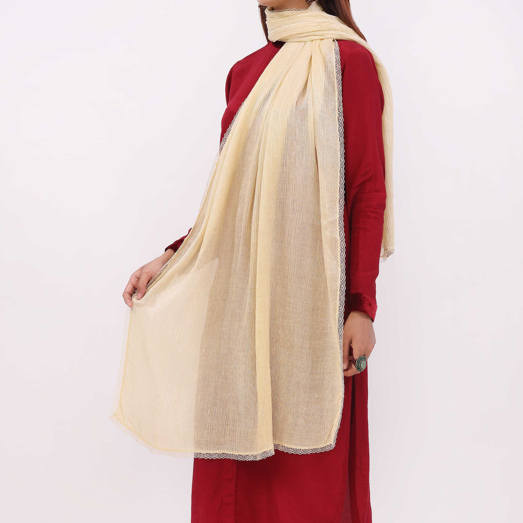 Cream Embroidered Stole PD5312