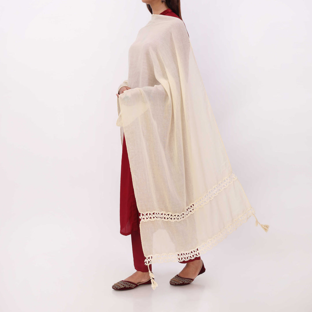 Cream Embroidered Stole PD5316