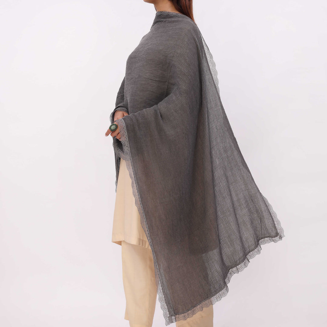 Black Embroidered Stole PD5322